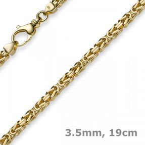 3,5mm Armband Armkette Königskette aus 585 Gold Gelbgold 19cm Unisex