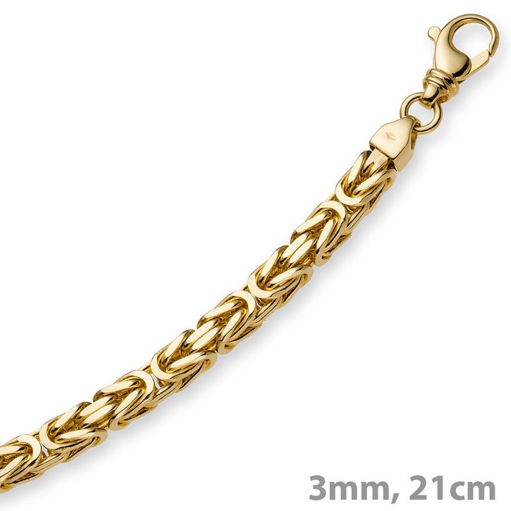 3mm Armband Königskette 585 Gelbgold 21cm