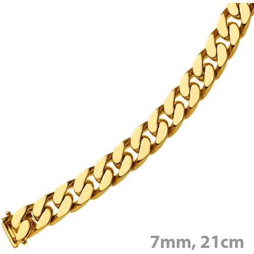 7mm Panzerarmband Panzerkette 585 Gelbgold 21cm