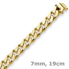 7mm Armband Armkette Panzerarmband 585 Gold Gelbgold 19cm Unisex Goldarmband