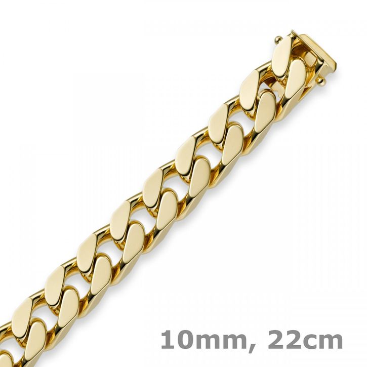 10mm Panzerarmband 585 Gelbgold 22cm