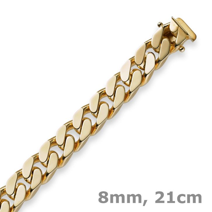 8mm Panzerarmband 585 Gelbgold 21cm