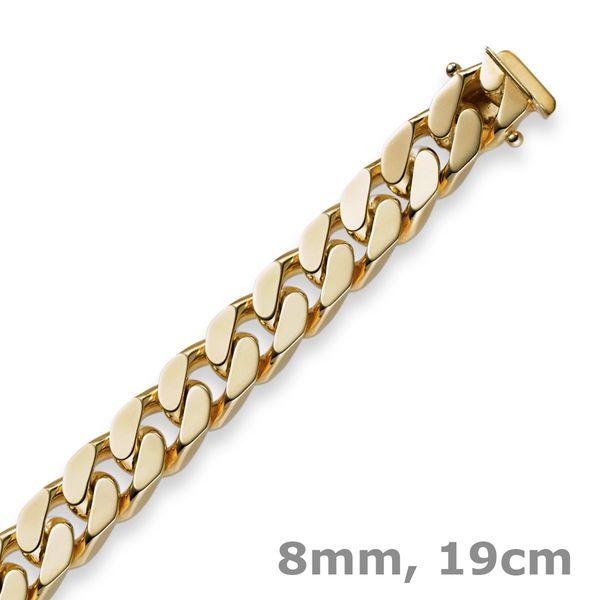 8mm Panzerarmband 585 Gelbgold 19cm