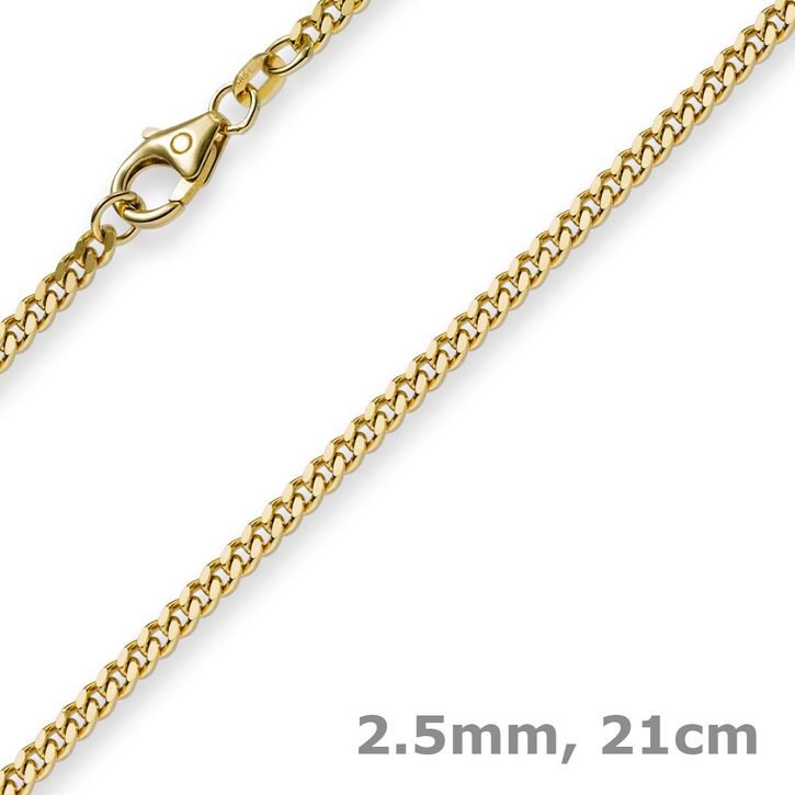 2,5mm Panzerarmband 585 Gelbgold 21cm