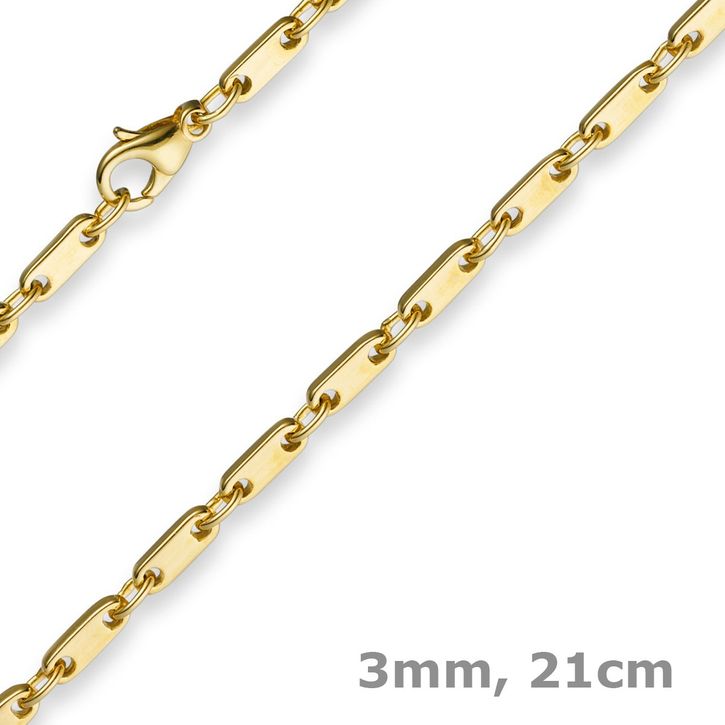 3mm Armband Plattenkette 585 Gold 21cm