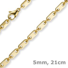 5mm Armband Armkette Plattenkette aus 585 Gold Gelbgold 21cm Herren