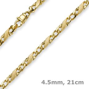 4,5mm Armband Armkette Rockwell X-Panzer 585 Gold Gelbgold matt/glänzend 21cm