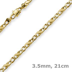 3,5mm Rockwell Armband Armkette 585 Gold Gelbgold 21cm mattiert Goldarmband