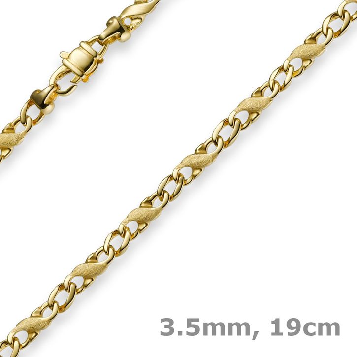 3,5mm Rockwell Armband 585 Gold 19cm matt