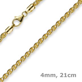 4mm Armband Armkette Zopfkette aus 585 Gold Gelbgold 21cm Unisex Goldarmband