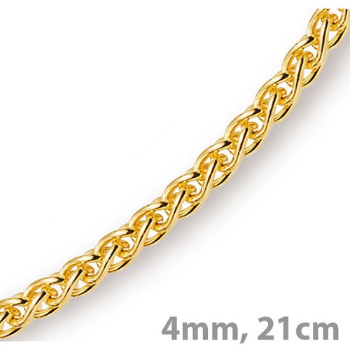 4mm Armband Zopfkette 585 Gold 21cm