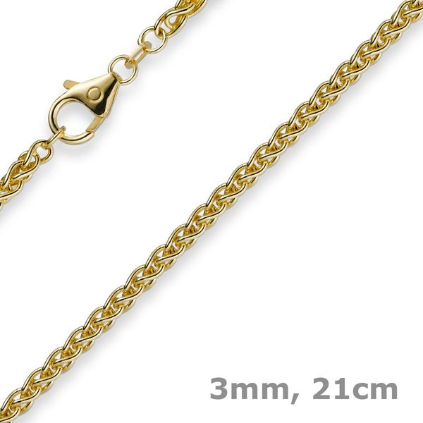 3mm Armband Zopfkette 585 Gold 21cm