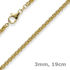 3mm Armband Armkette Zopfkette aus 585 Gold Gelbgold 19cm Unisex Goldarmband