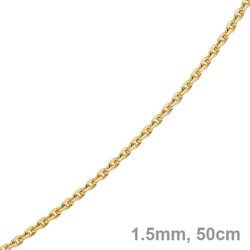 1,5mm Ankerkette aus 585 Gelbgold 50cm