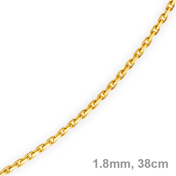 1,8mm Ankerkette aus 585 Gelbgold 38cm