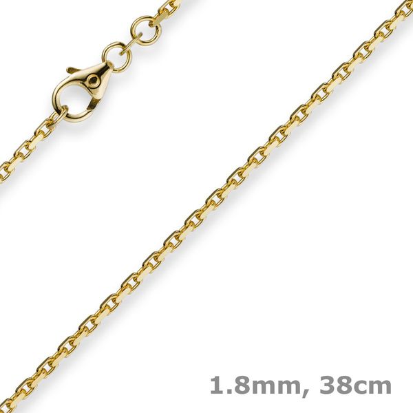 1,8mm Ankerkette aus 585 Gelbgold 38cm