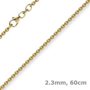 2,3mm Kette Collier Rundankerkette aus 585 Gold Gelbgold 60cm Unisex Goldkette