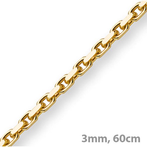 3mm Ankerkette aus 585 Gelbgold 60cm