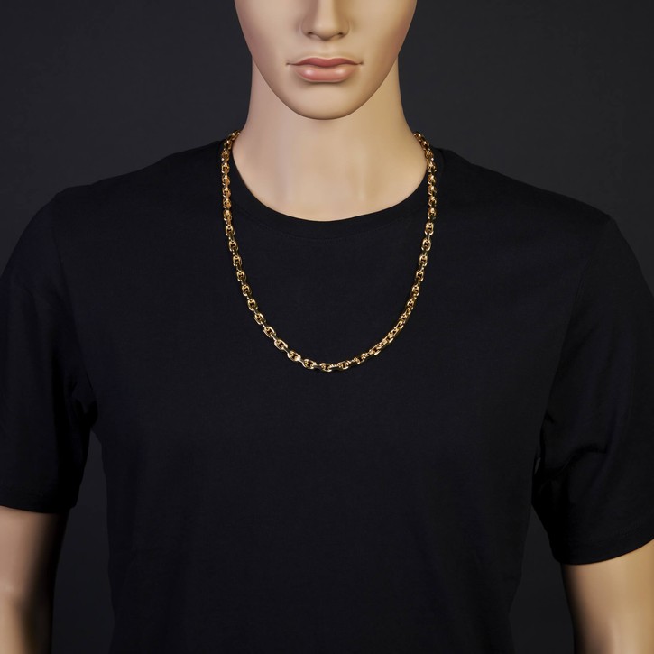 6.5mm Ankerkette aus 585 Gelbgold 70cm