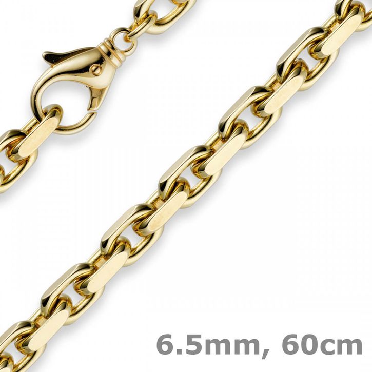 6.5mm Ankerkette aus 585 Gelbgold 60cm