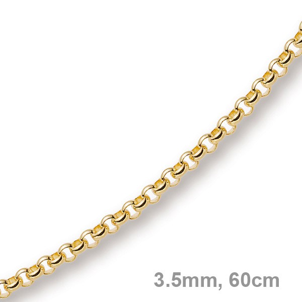 3,5mm Erbskette 585 Gelbgold 60cm