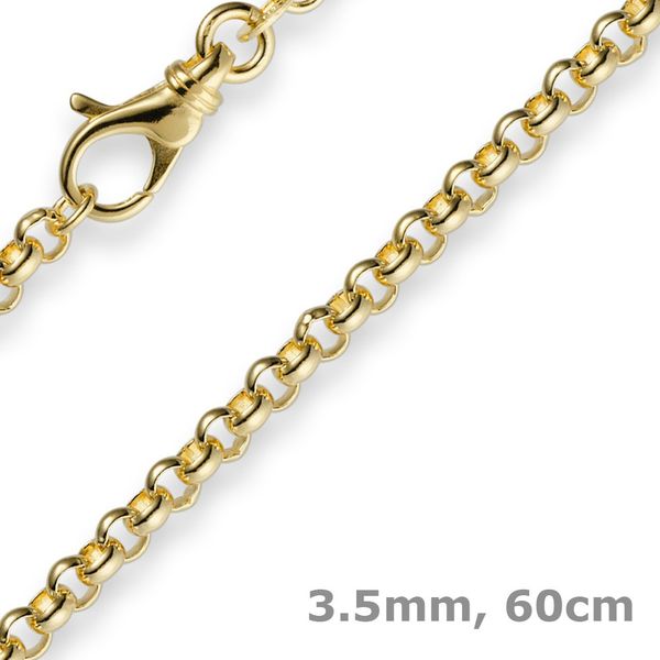 3,5mm Erbskette 585 Gelbgold 60cm