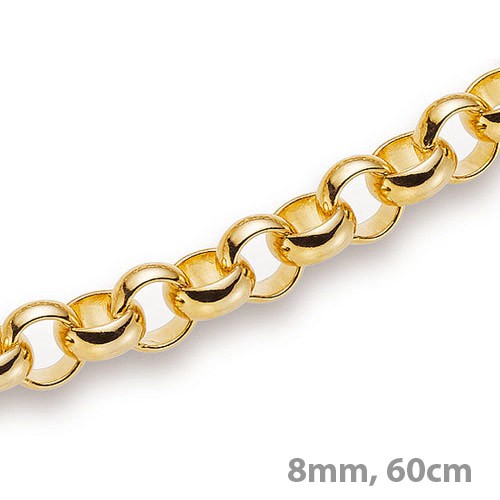 8mm Erbskette 585 Gelbgold 60cm