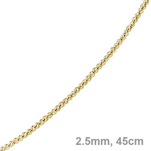 2,5mm Kügelchenkette 585 Gelbgold 45cm