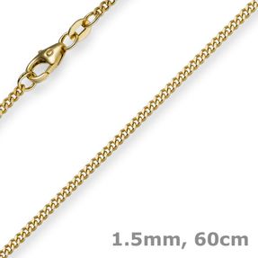 1,5mm Panzerkette Kette Collier aus 585 Gold Gelbgold Goldkette 60cm Unisex