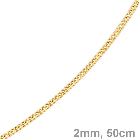 2mm Panzerkette 585 Gelbgold 50cm