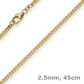 2,5mm Panzerkette Kette Collier aus 585 Gold Gelbgold Goldkette 45cm