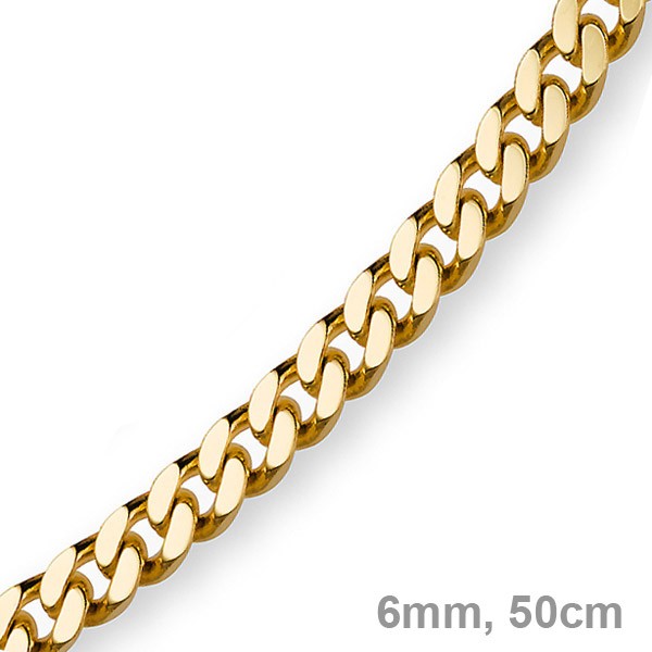 6mm Panzerkette 585 Gelbgold 50cm