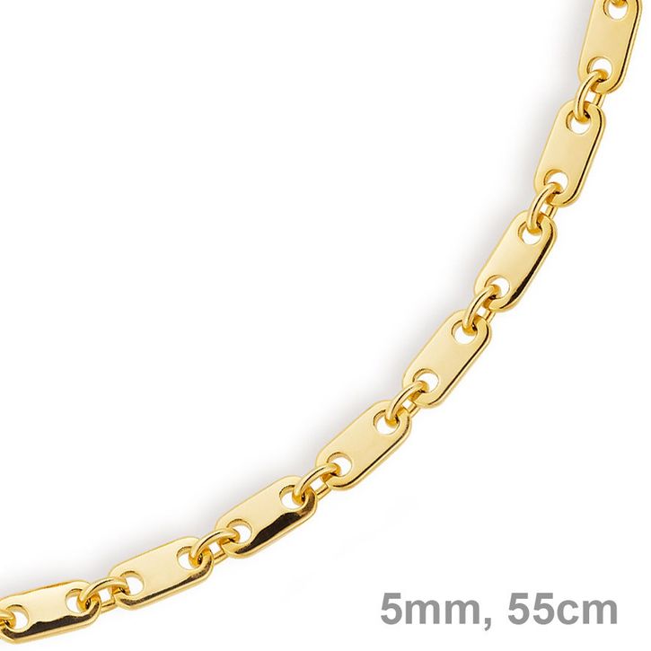 5mm Plattenkette 585 Gelbgold 55cm