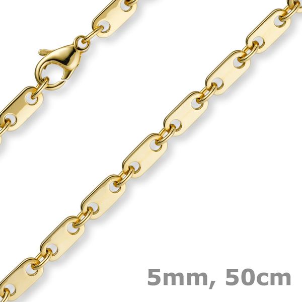 5mm Plattenkette 585 Gelbgold 50cm