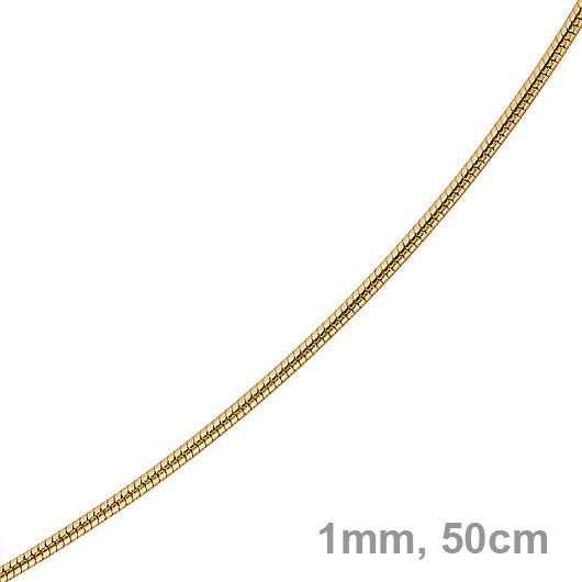 1mm Schlangenkette 585 Gelbgold 50cm