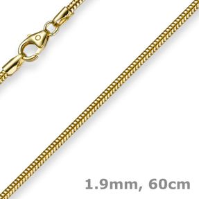 1,9mm Kette Collier Schlangenkette aus 585 Gold Gelbgold 60cm Damen Goldkette