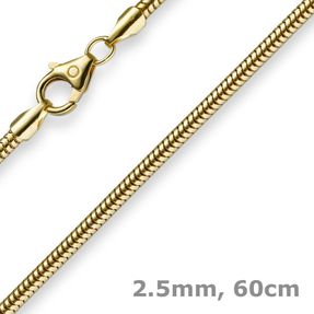 2,5mm Kette Collier Schlangenkette aus 585 Gold Gelbgold 60cm Damen Goldkette