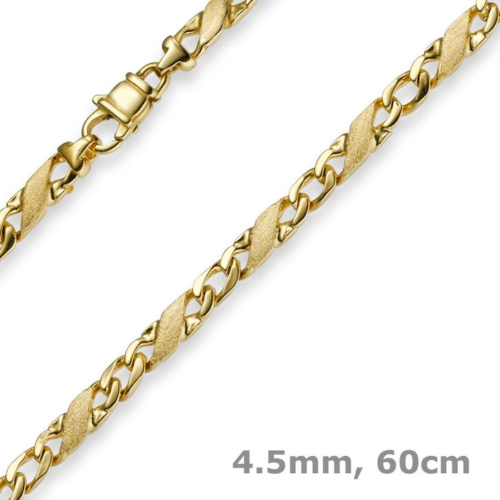 4,5mm Rockwellkette matt 585 Gold 60cm