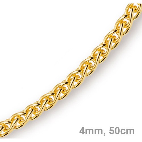 4mm Zopfkette 585 Gelbgold 50cm