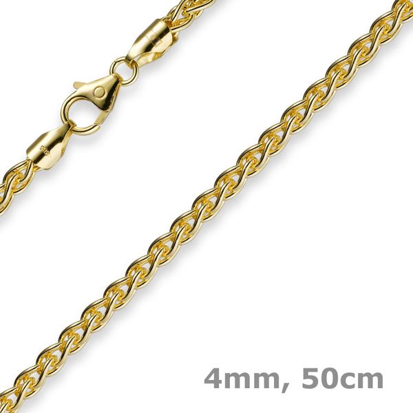 4mm Zopfkette 585 Gelbgold 50cm