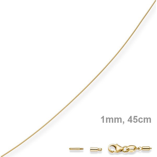 1mm Halsreif 585 Gelbgold 45cm