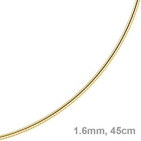 1,6mm Halsreif Omegareif Omegakette 585 Gold Gelbgold Goldkette 45cm Damen