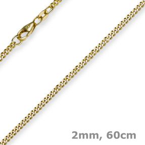 2mm Panzerkette Kette Collier aus 750 Gold Gelbgold Goldkette 60cm Unisex