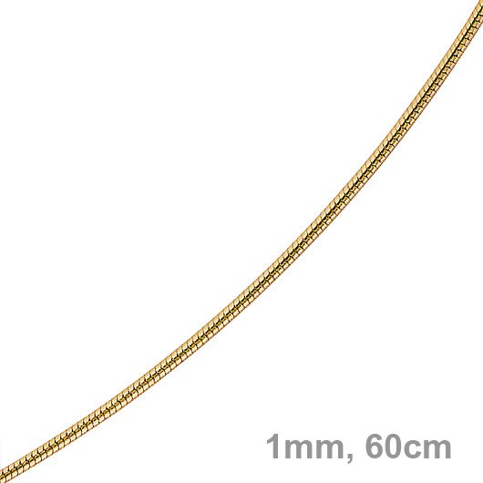 1mm Schlangenkette 750 Gelbgold 60cm