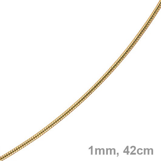 1mm Schlangenkette 750 Gelbgold 42cm