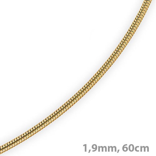 1,9mm Schlangenkette 750 Gelbgold 60cm