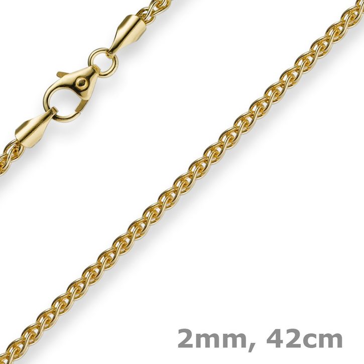 2mm Zopfkette 750 Gelbgold 42cm