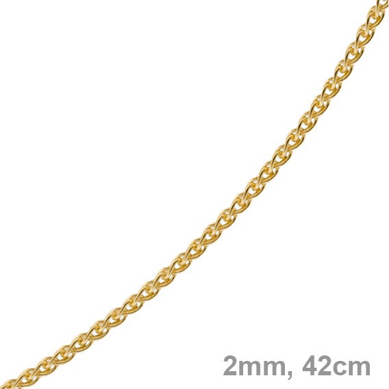 2mm Zopfkette 750 Gelbgold 42cm