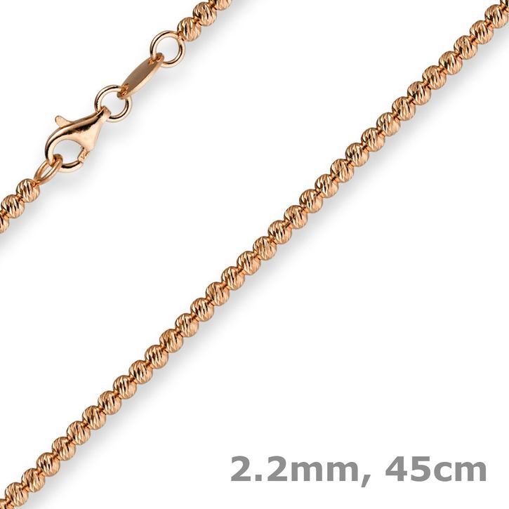 2,2mm Kugelkette aus 585 Rosegold 45cm