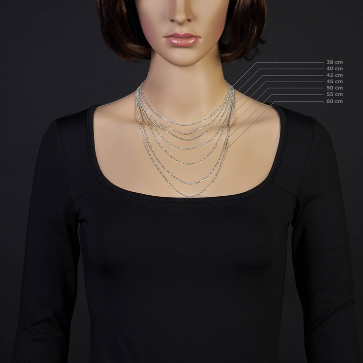 1.5mm Ankerkette aus 585 Weißgold 55cm